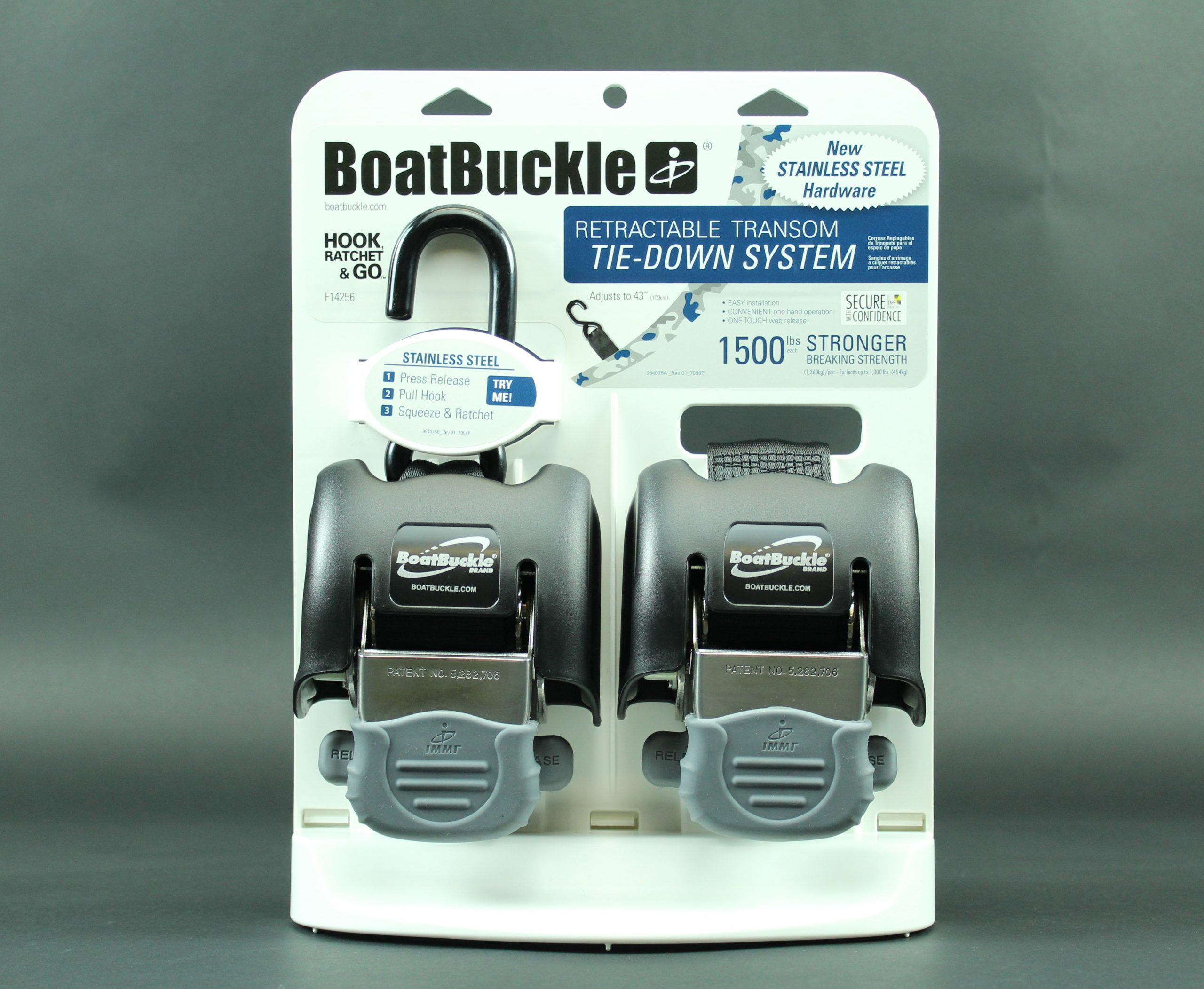 Boat Buckle Retractable Tie Downs - Pair