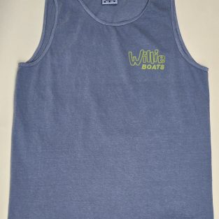 Willie Boats Tank Top Blue Jean Blue w/ Old School Logo