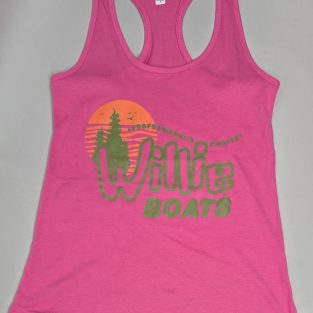 Willie Boats Ladies Racer-Back Tank – Hot Pink w/ Old School Logo