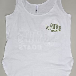 Willie Boats Ladies Tank Top - White w/ Old School Logo