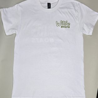 Willie Boats T-Shirt White with Old School Logo