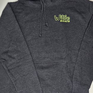 Willie Boats Hoodie Dark Heather with Old School Logo