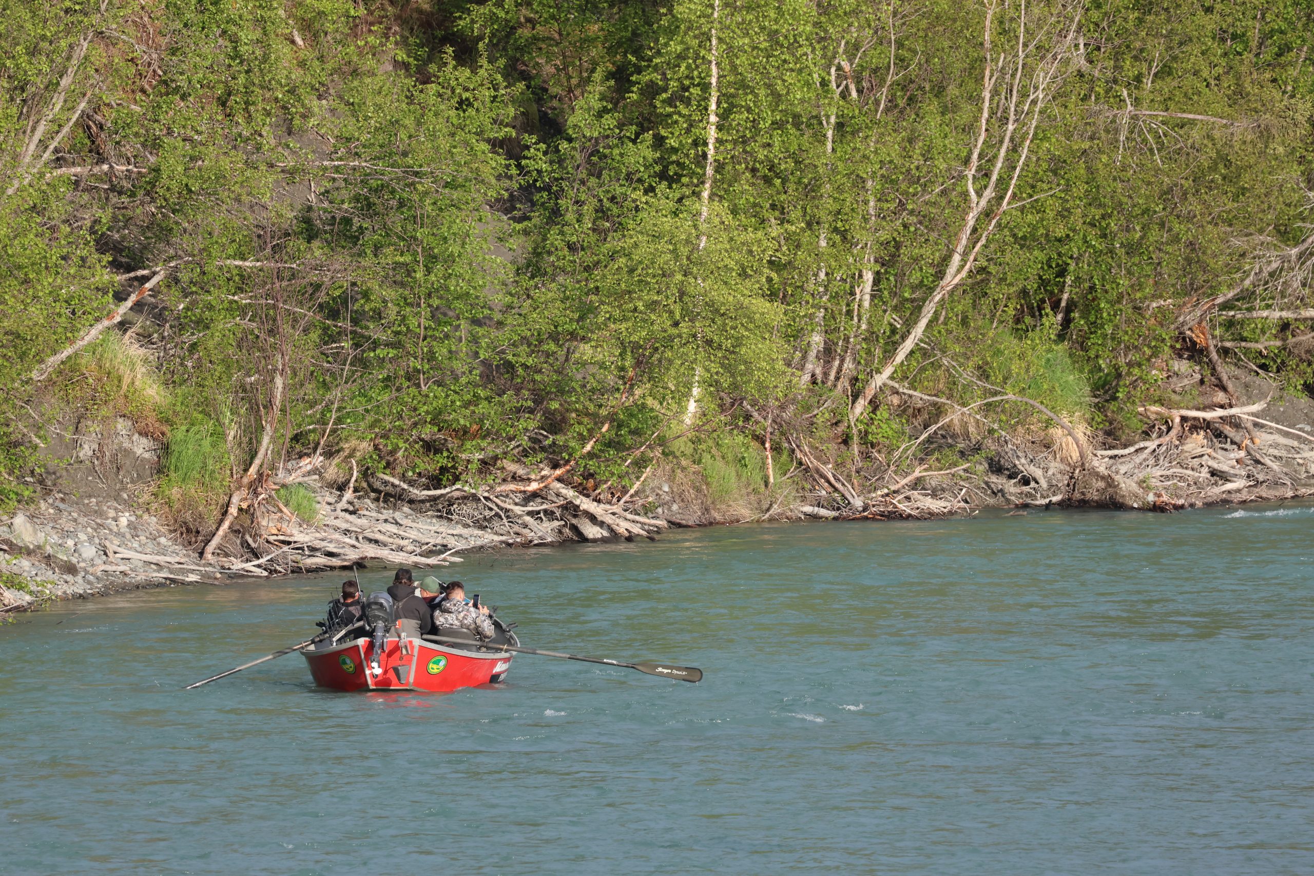 Fishing guide in a Willie Boat in Alaska. 
